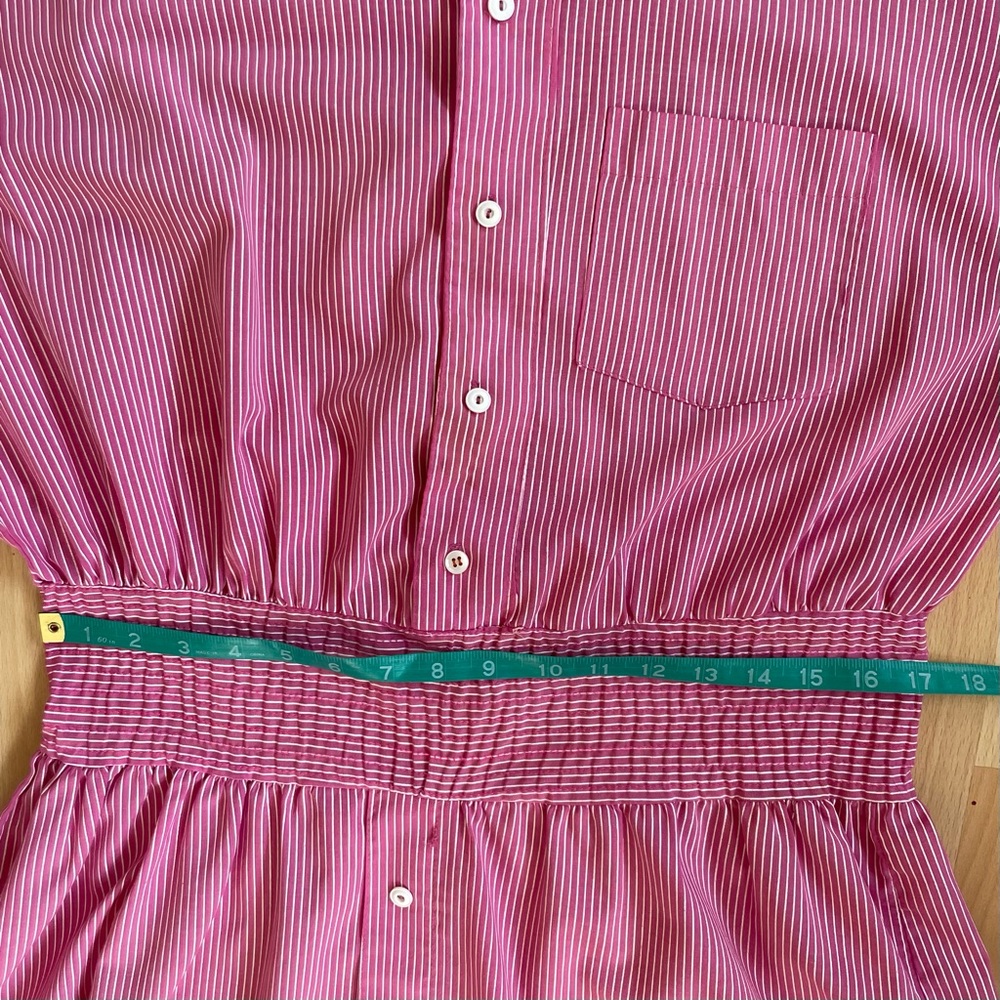 Vintage Oversized Striped Button Down Top Shirt Dress Nautical red pink white - Picture 10 of 10